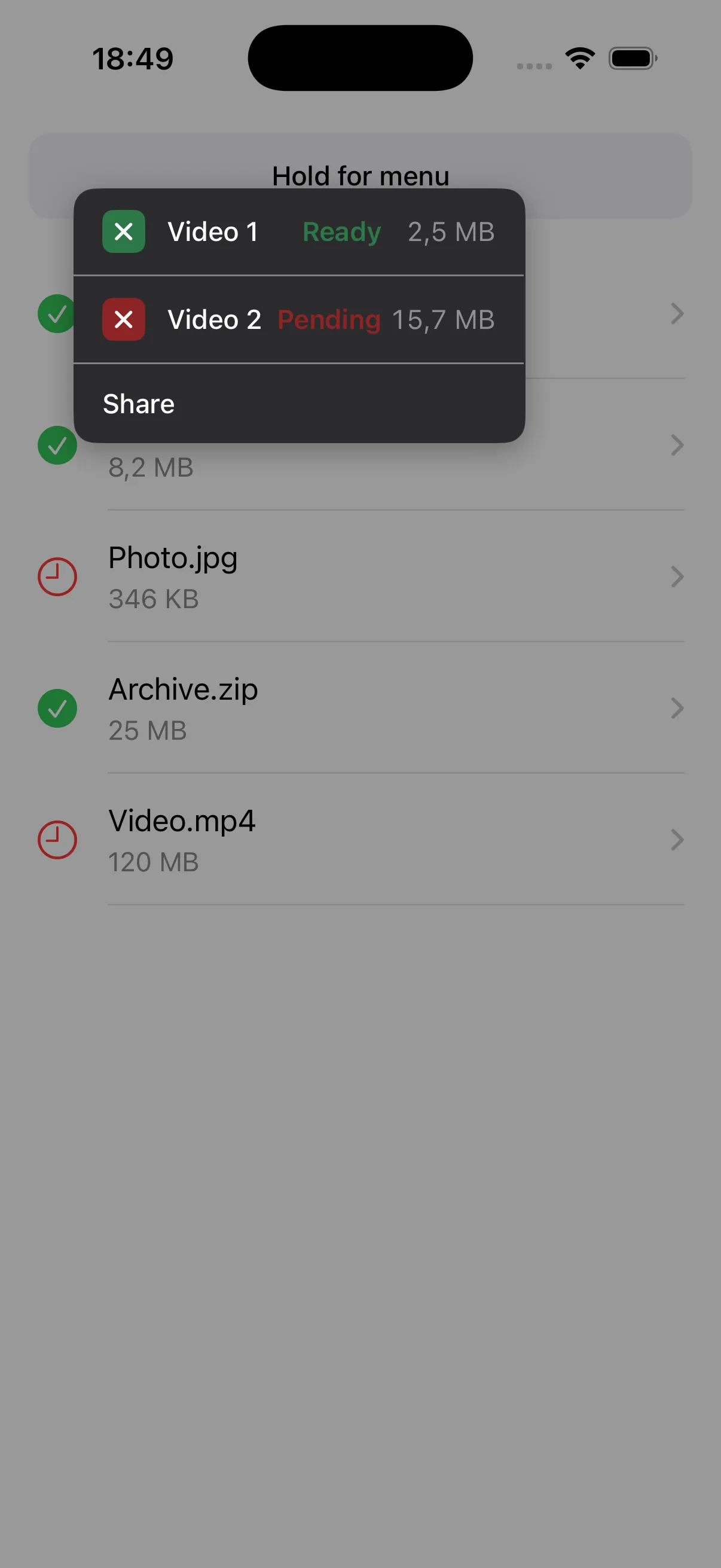 Final custom context menu